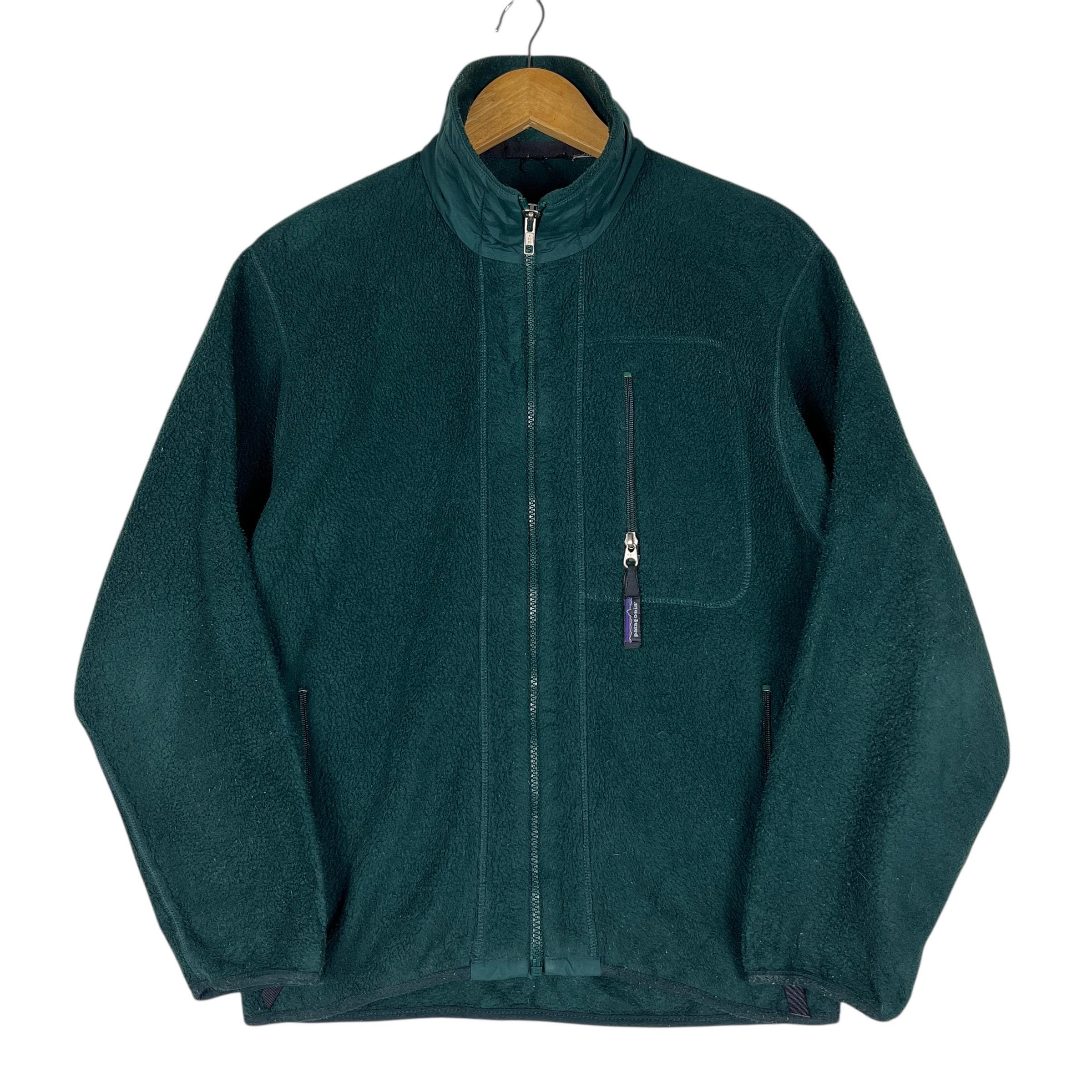 90s Vintage Patagonia Fleece Forest Green - Full Zip - Made in Usa