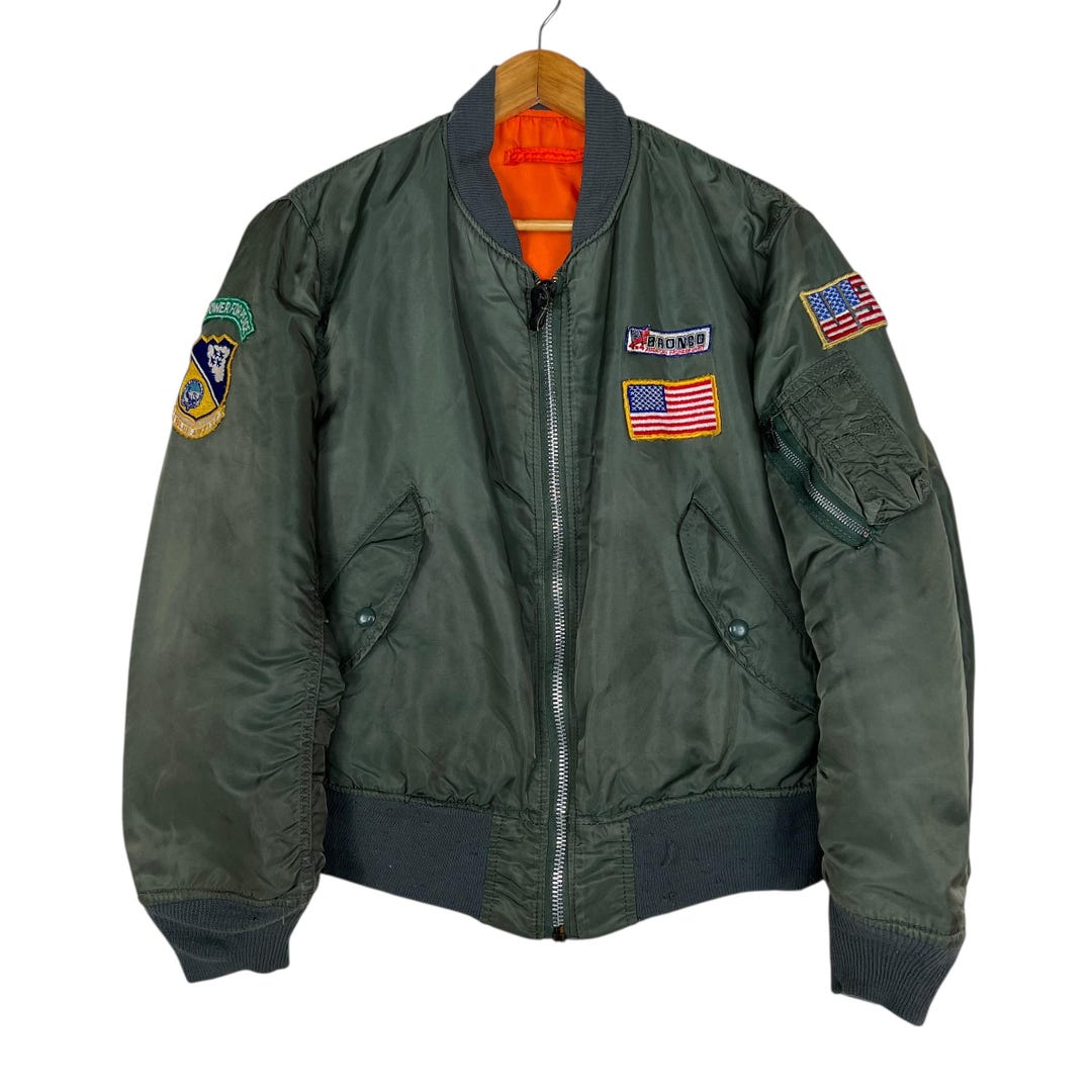 Buy 80s 90s Vintage Alpha MA-1 Reversible Bomber Jacket Made in