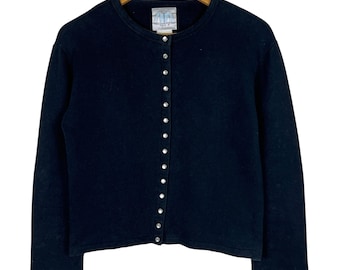 agnès b. svart fleece Le Classique snap cardigan - storlek 1/S