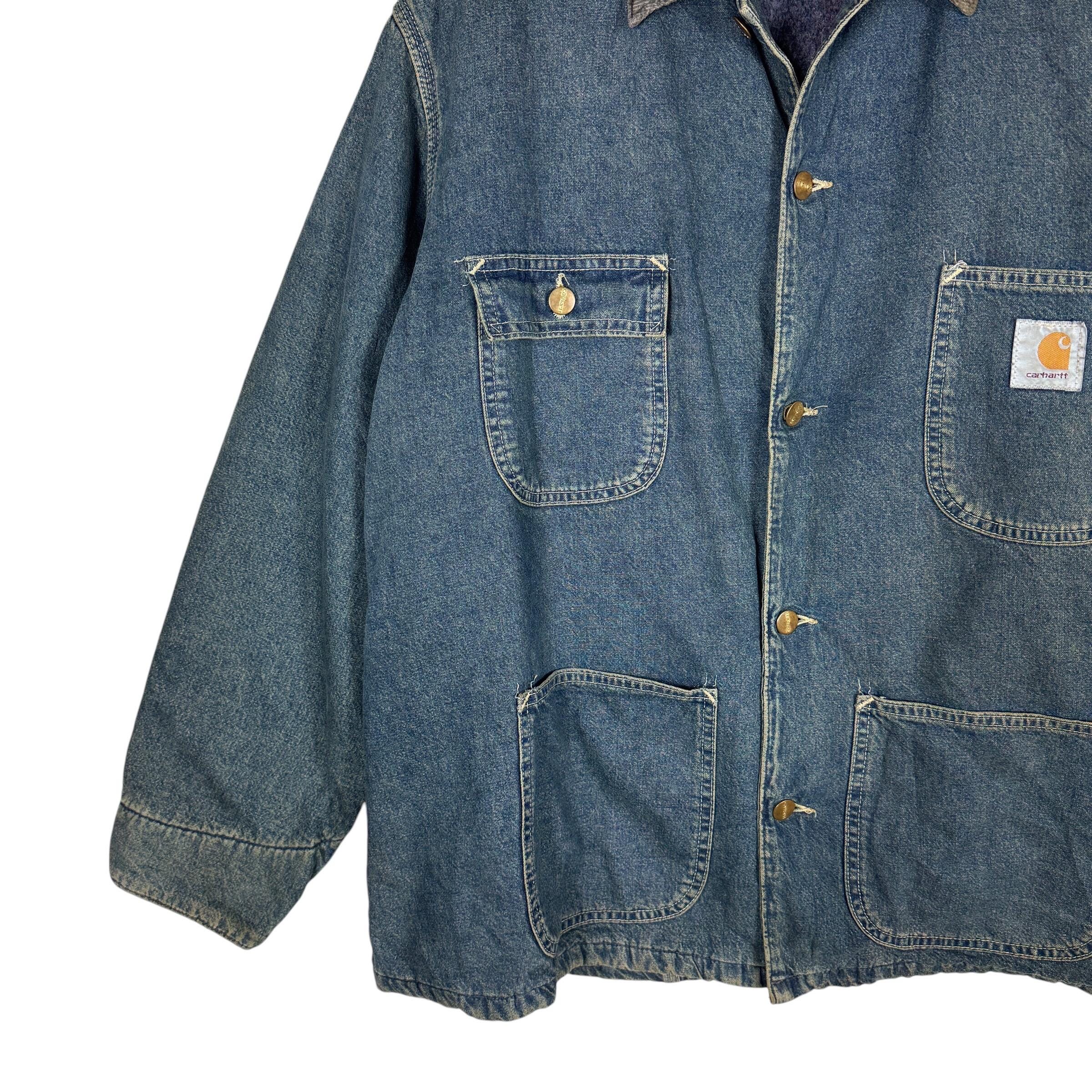 Vintage Carhartt Denim Chore Jacket - Blanket Lined Worker Coat