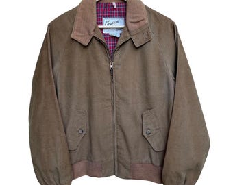 70s 80s Vintage English Squire Corduroy Harrington Jacket Made in