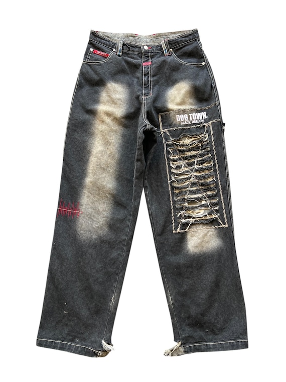 Vintage Dogtown Skateboars Black Dragon Baggy Distressed Denim
