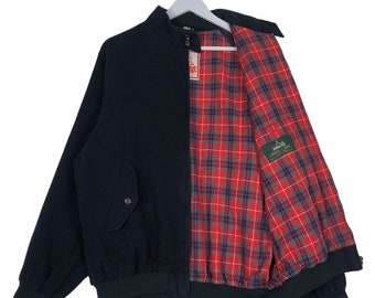 Vintage 1980s Harrington Jacket Large Blue Full Zip Made in