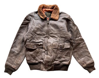 Vintage 60s US Navy G-1 Goatskin Leather Flight Jacket - Size 40