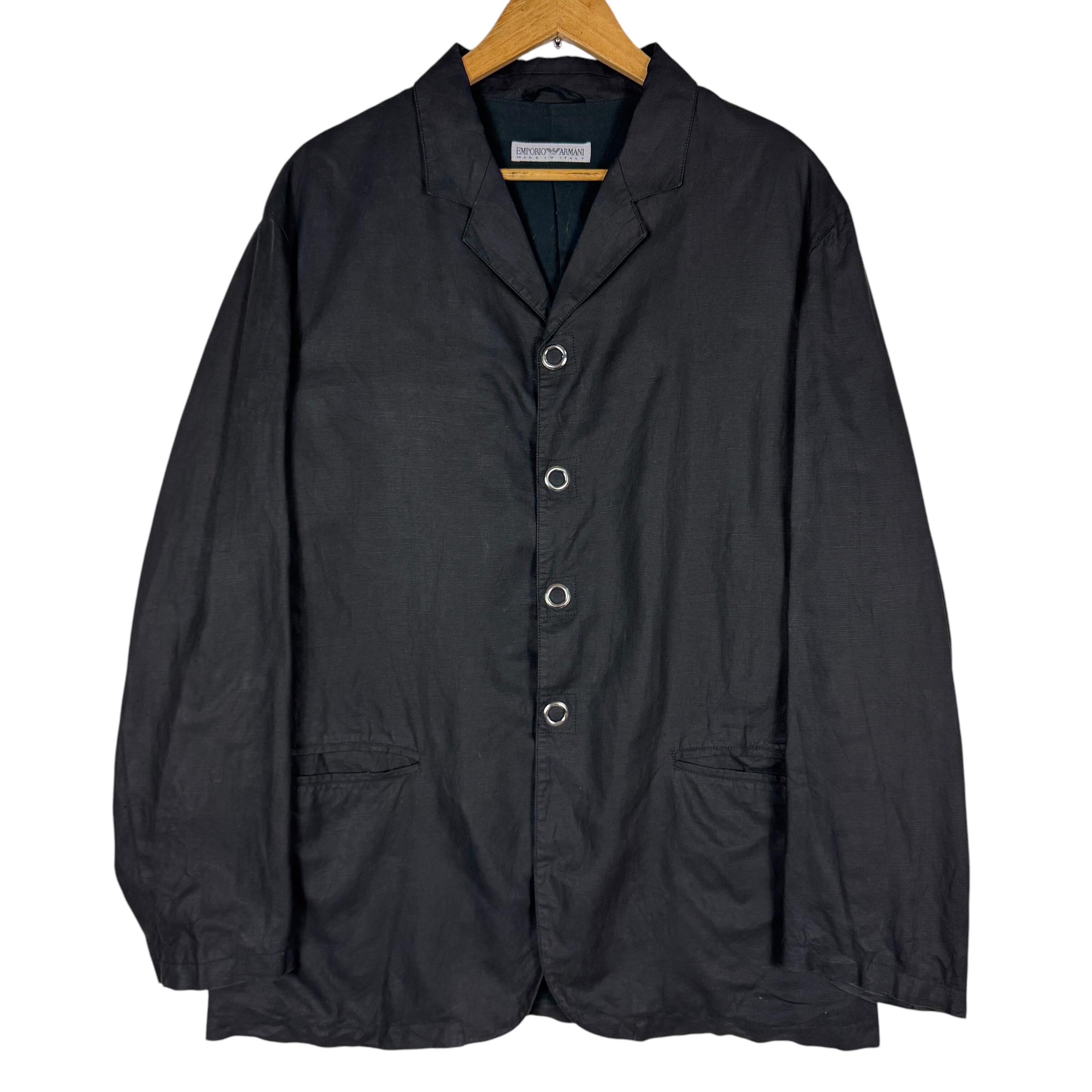 ジャケット・アウター 80s GIORGIO ARMANI wool/linen jacket BLK Giorgio Armani 80s Wool Linen Blazer Men Black Used Vintage