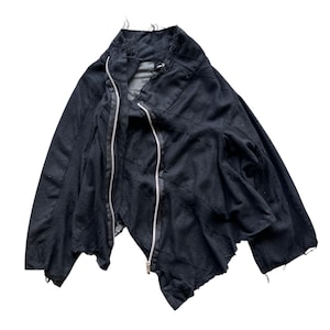 "Pick "AD2004 Tricot Comme Des Garcons Asymmetrische Reißverschlusskonstruktion und Asymmetrie Boho Bono Jacke Made In Japan Größe M