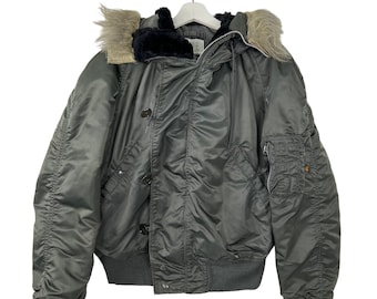 Small 60s US Air Force N-2B Parka Jacket / Cropped Fur Hood Hooded