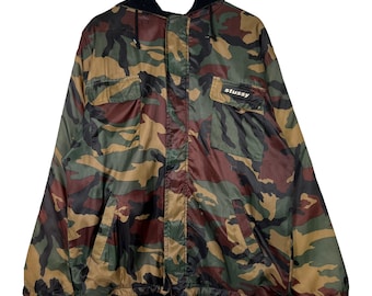 Vintage Stussy Camo Light Jacket - Size L - Etsy