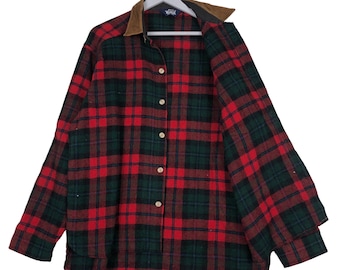 Vintage Woolrich Plaid Wool Shirt Jacket - Made In USA - Size L