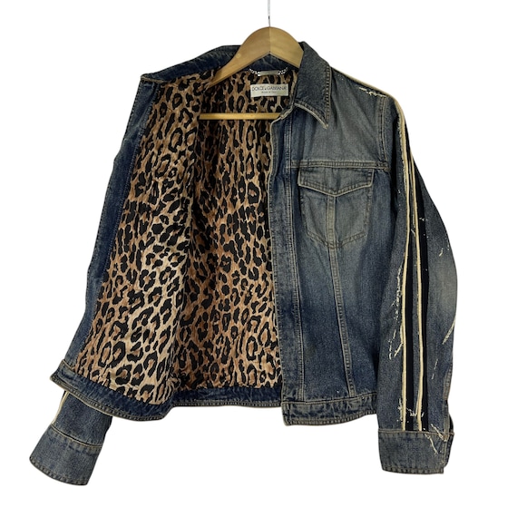 Authentic Dolce & Gabbana Denim Jacket With a Leopard Print Lining