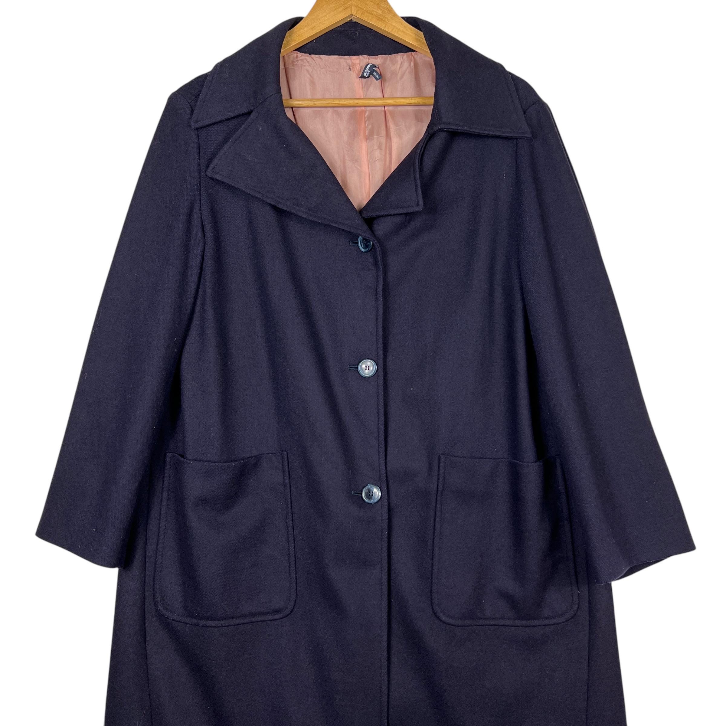 Vintage Jil Sander Navy Wool Mix Blend Coat Made in Italy Size 32