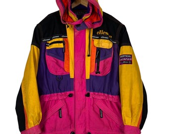 90s Vintage Ellesse Vertical Dive Multi Colour Ski Astro Jacket - Etsy