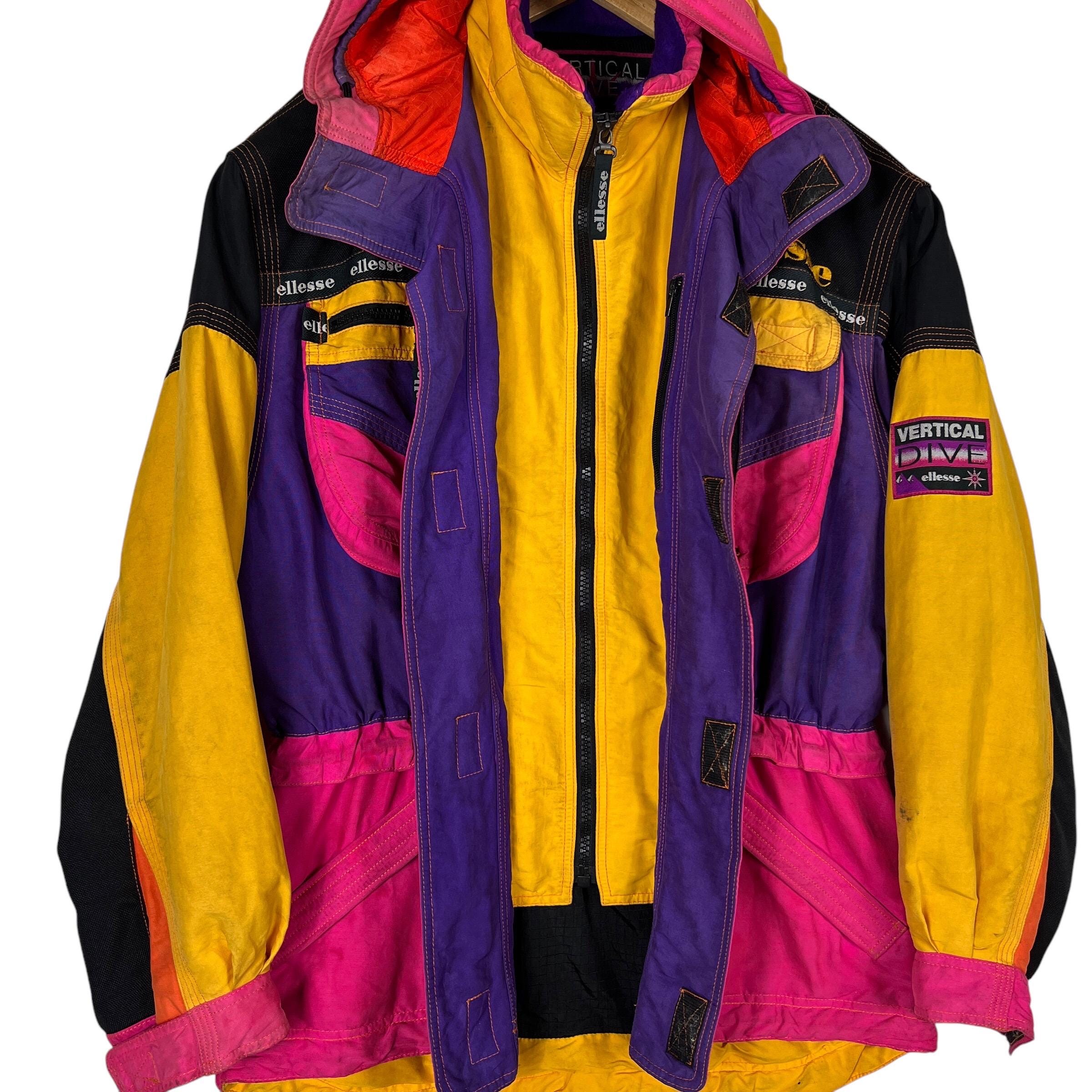 90s Vintage Ellesse Vertical Dive Multi Colour Ski Astro Jacket - Etsy