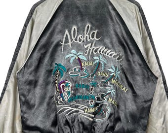 【イチオシ】JUNGLE STORM / SOUVENIR JACKET Vintage Jungle Storm Sukajan Jacket: Aloha Hawaii Souvenir, Size M