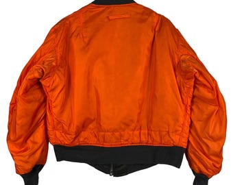 70s 80s Vintage Alpha MA-1 Reversible Bomber Jacket Made in