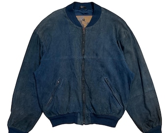 Chaqueta bomber vintage de cuero Charles Jourdan Round The World, fabricada en Francia, talla 52/L