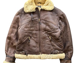 80s Vintage Schott Type B-3 Flight Mouton Leather Jacket - Etsy