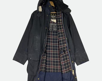 Barbour A205 Border Wax Jacket Navy C42 Vintage 1991 - Etsy