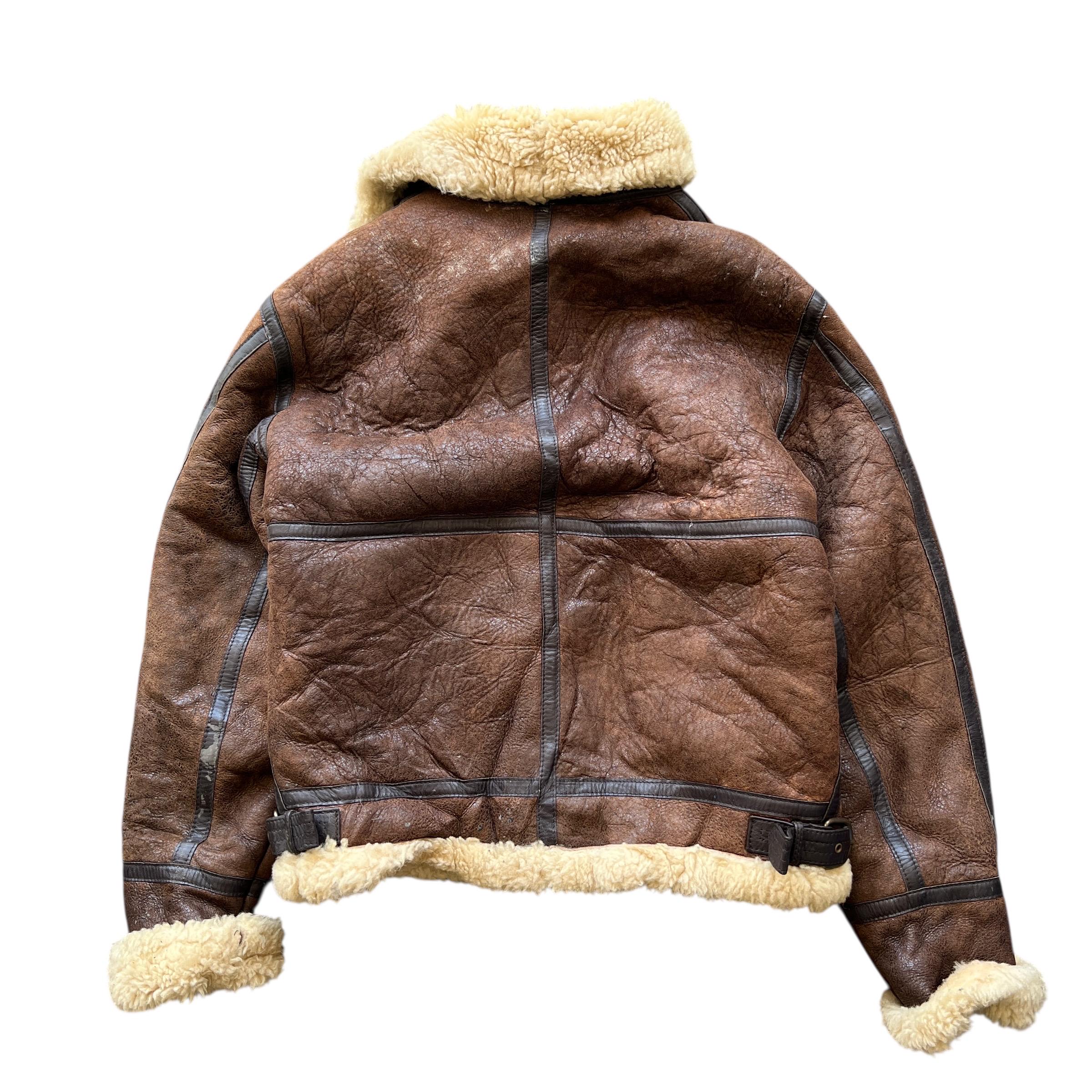 80s Vintage Type B-3 Aviation Usaf Style Shearling Jacket Made in 
