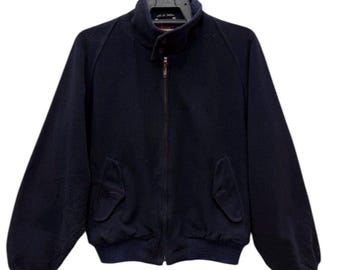 Vintage Baracuta Navy Blue G9 Harrington Jacket Cashmere And Wool Bomber, Made In England, Size 38/M