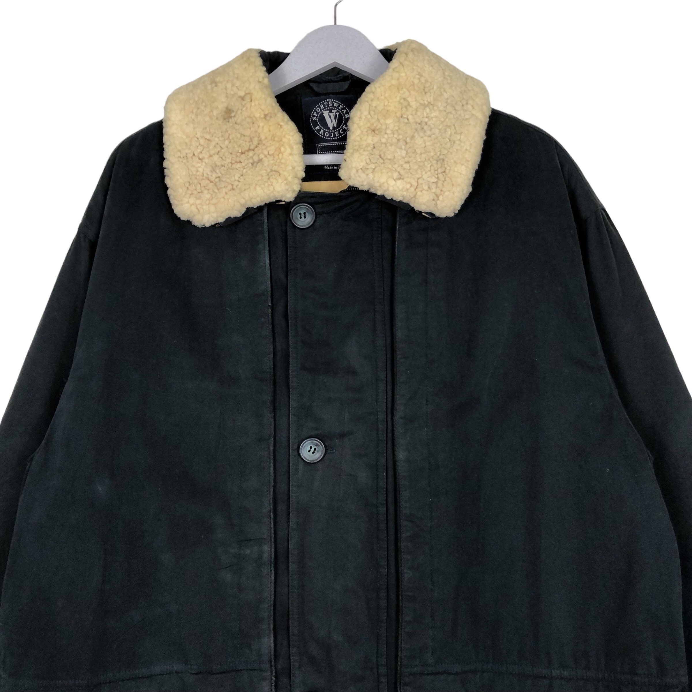 Vintage Pal Zileri Moleskin Coat: Shearling Trim, Made in Italy