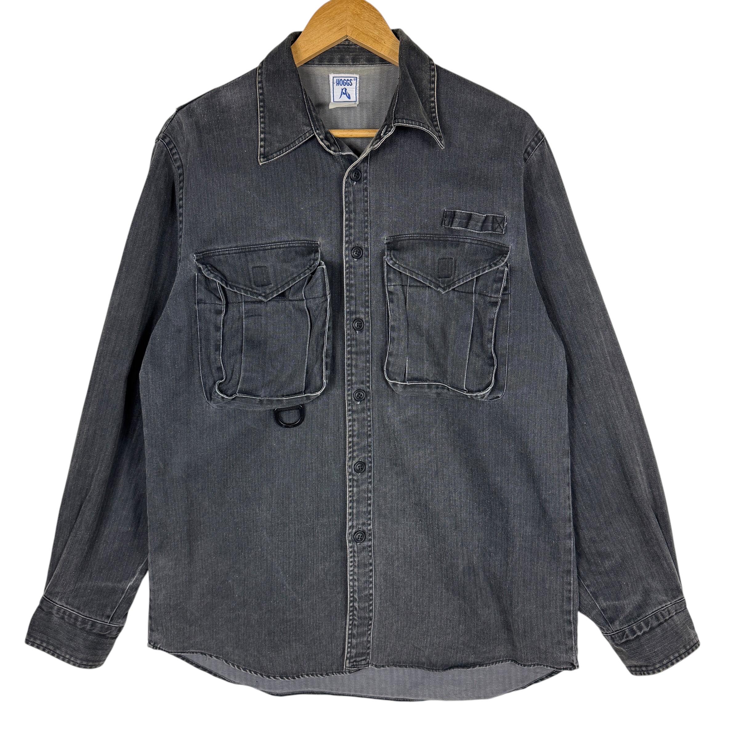 Vintage Hoggs Nepenthes Herringbone Twill Cargo Shirt Jacket (size 