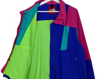 Vintage 90-tals The North Face färgblockerande jacka storlek L