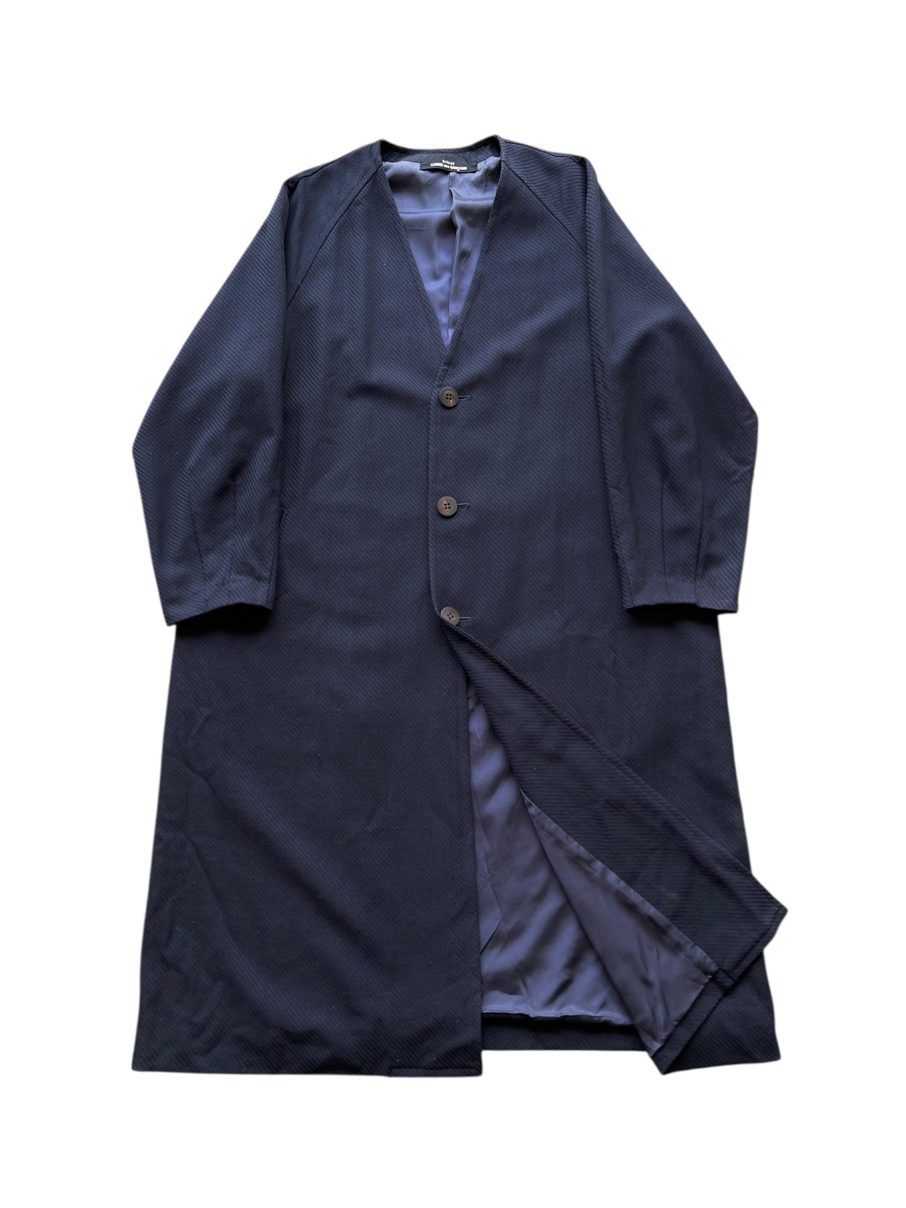 90s Tricot Comme Des Garcons Wool Coat - Collarless Japanese