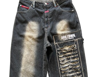 Vintage Dogtown Skateboars Black Dragon Baggy Distressed Denim