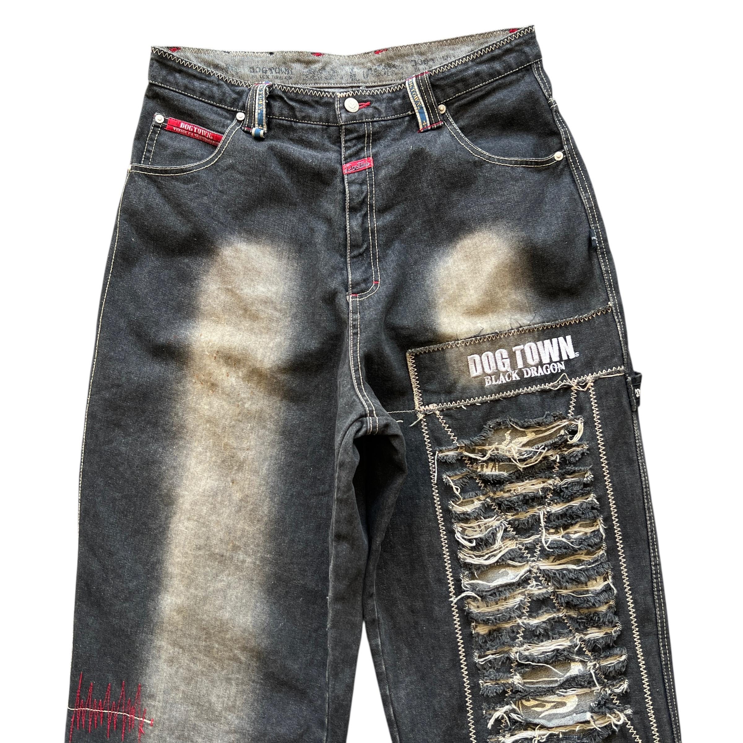 Vintage Dogtown Skateboars Black Dragon Baggy Distressed Denim