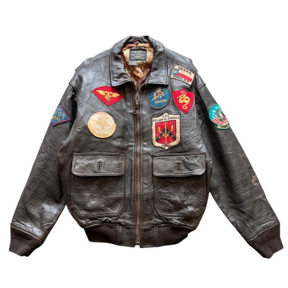 Vintage 1987 Avirex US Air Force Patches Leather Jacket - Size