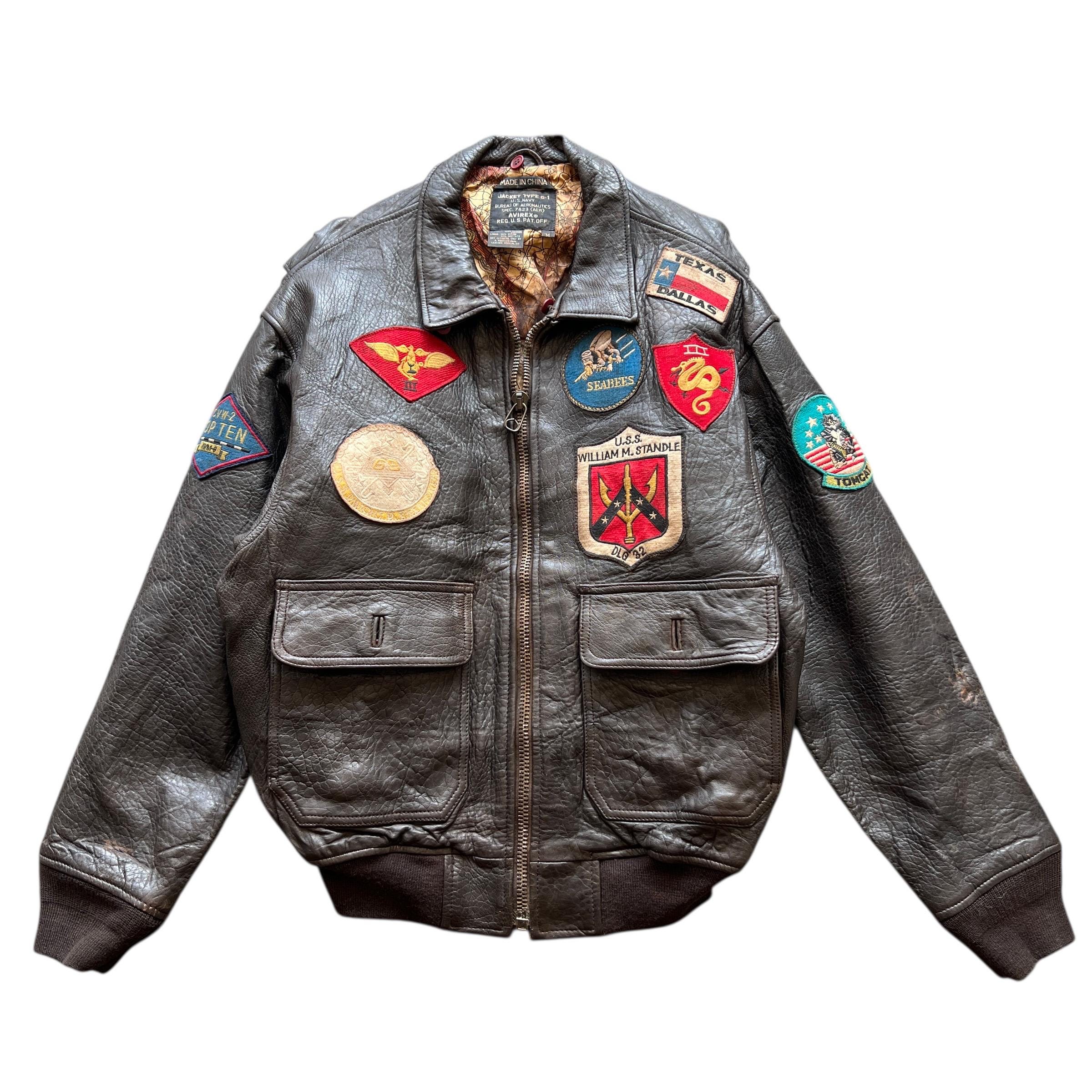 Vintage 1987 Avirex US Air Force Patches Leather Jacket - Size