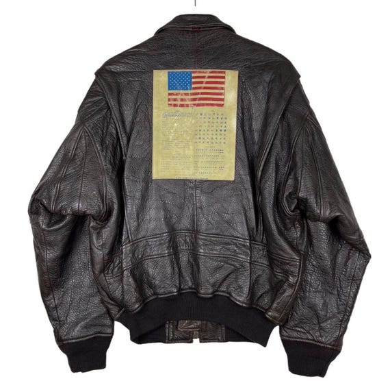 ジャケット・アウター Vintage / Military Leather Blouson Vintage 1990's RARE Black Leather Avirex Jacket Sz. 4XL