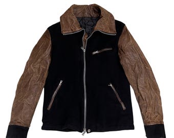 Backlash Isamu Katayama Hybrid leather Sleeve Moto Rider Jacket Made In Japan - Size L