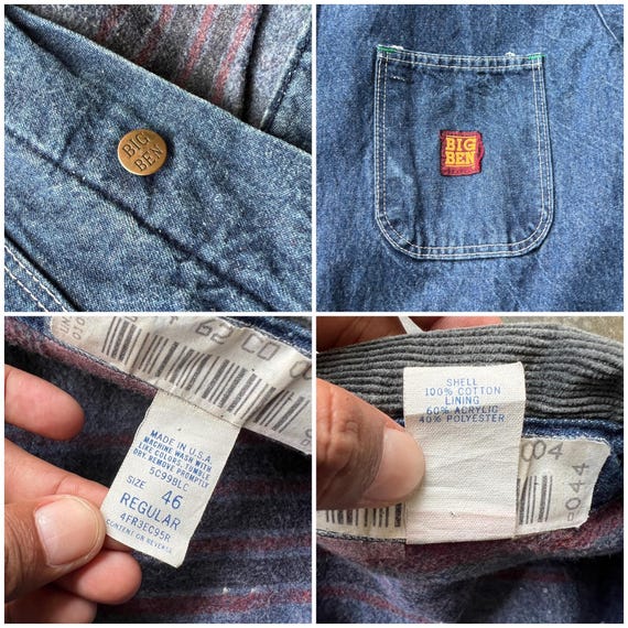 Vintage Big Ben Denim Chore Jacket: USA Made Worker Blanket, Size