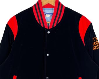 80s Vintage Mizuno Worldwin Velvet Stadium Bomber Jacket Size L