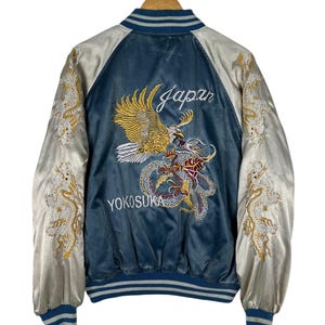 Vintage 1960s Sukajan Dragon Embroidery  Souviner bomber jacket made in japan size L