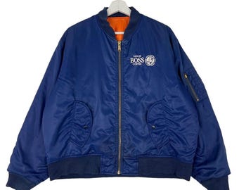 Vintage 'coffee Boss' Embroidered Bomber Jacket - Size M - Etsy