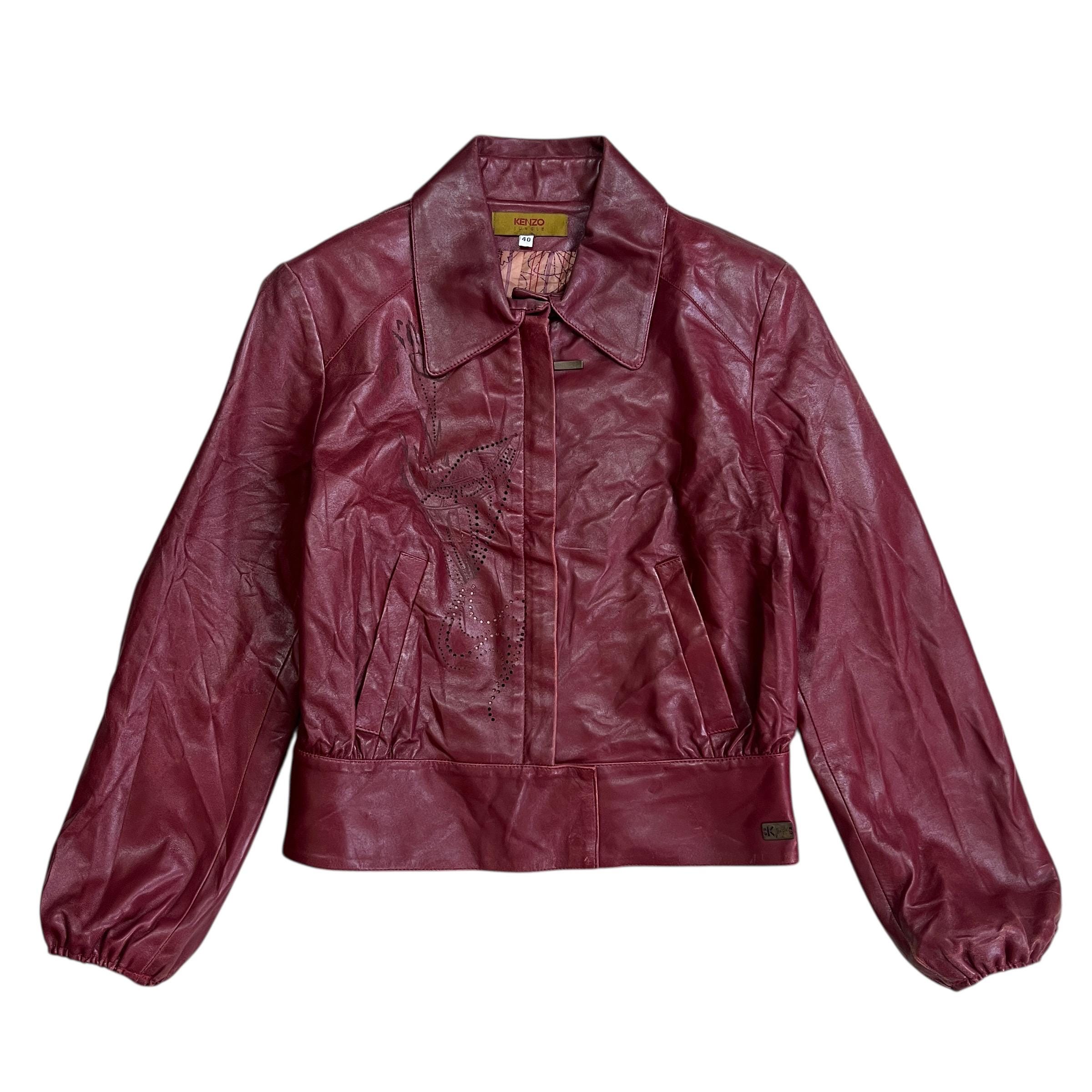 Vintage Kenzo Jungle Leather Jacket Made in France - Size 40