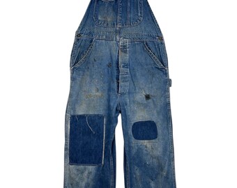 Vtg 50s BIG MAC Penney's Blue Sanforized Denim Suspender Back