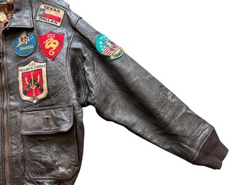 Vintage 1987 Avirex US Air Force Patches Leather Jacket - Size