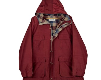 Vintage 80s LL Bean Baxter State Parka , Mountain Parka Jacket - Plaid Wool Liner.