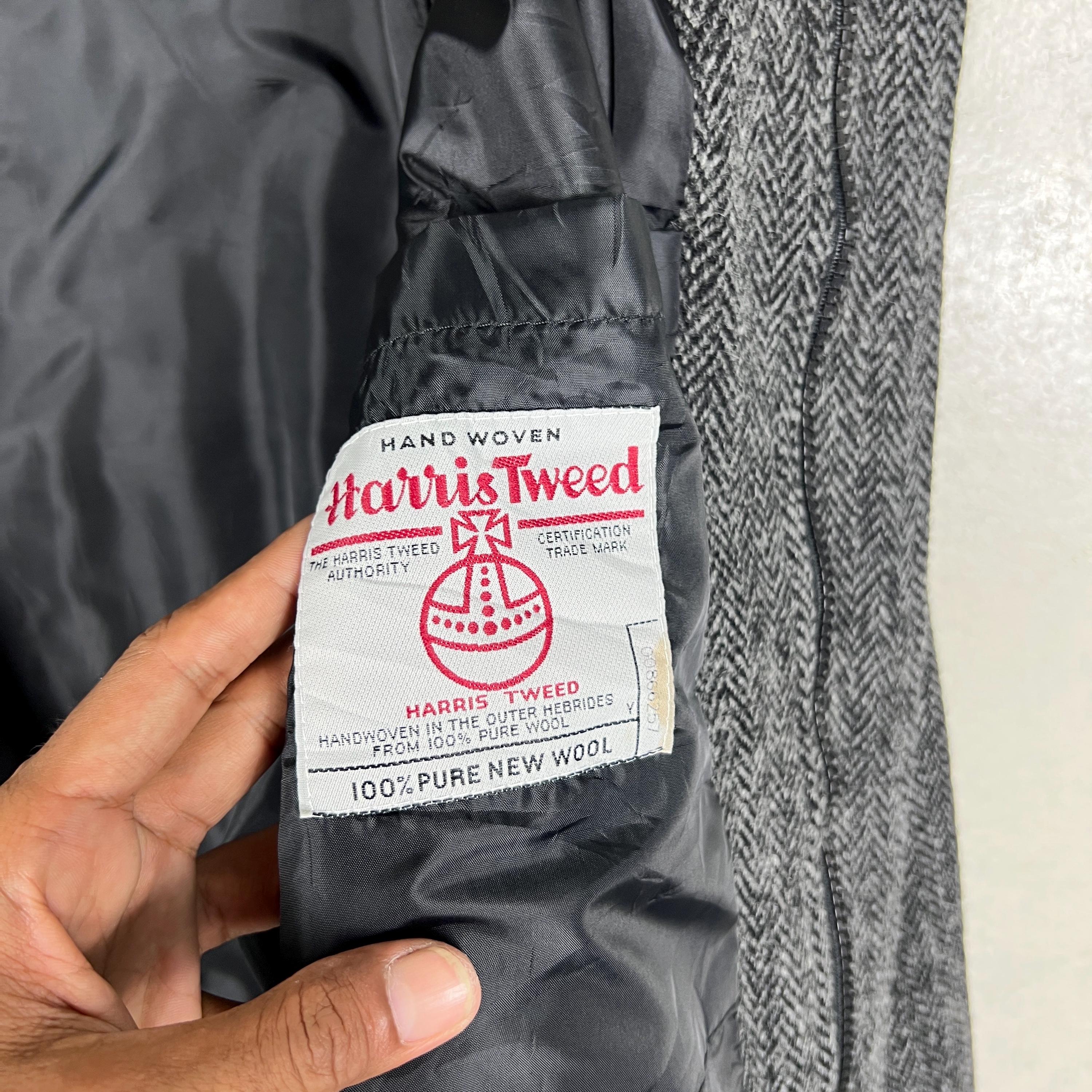 Vintage Harris Tweed X Peregrine Harringbone Bomber Jacket Made in