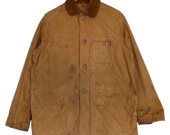 Vintage 50s Sears Roebuck Tin Canvas Brown Corduroy Collar Duck