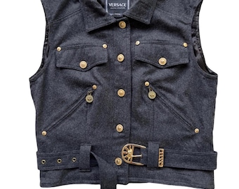 Rare Vintage 80s 90s Versace Jeans Couture Belt Vest  Made In Italy Size 40