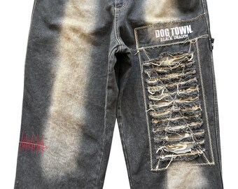 Vintage Dogtown Skateboars Black Dragon Baggy Distressed Denim