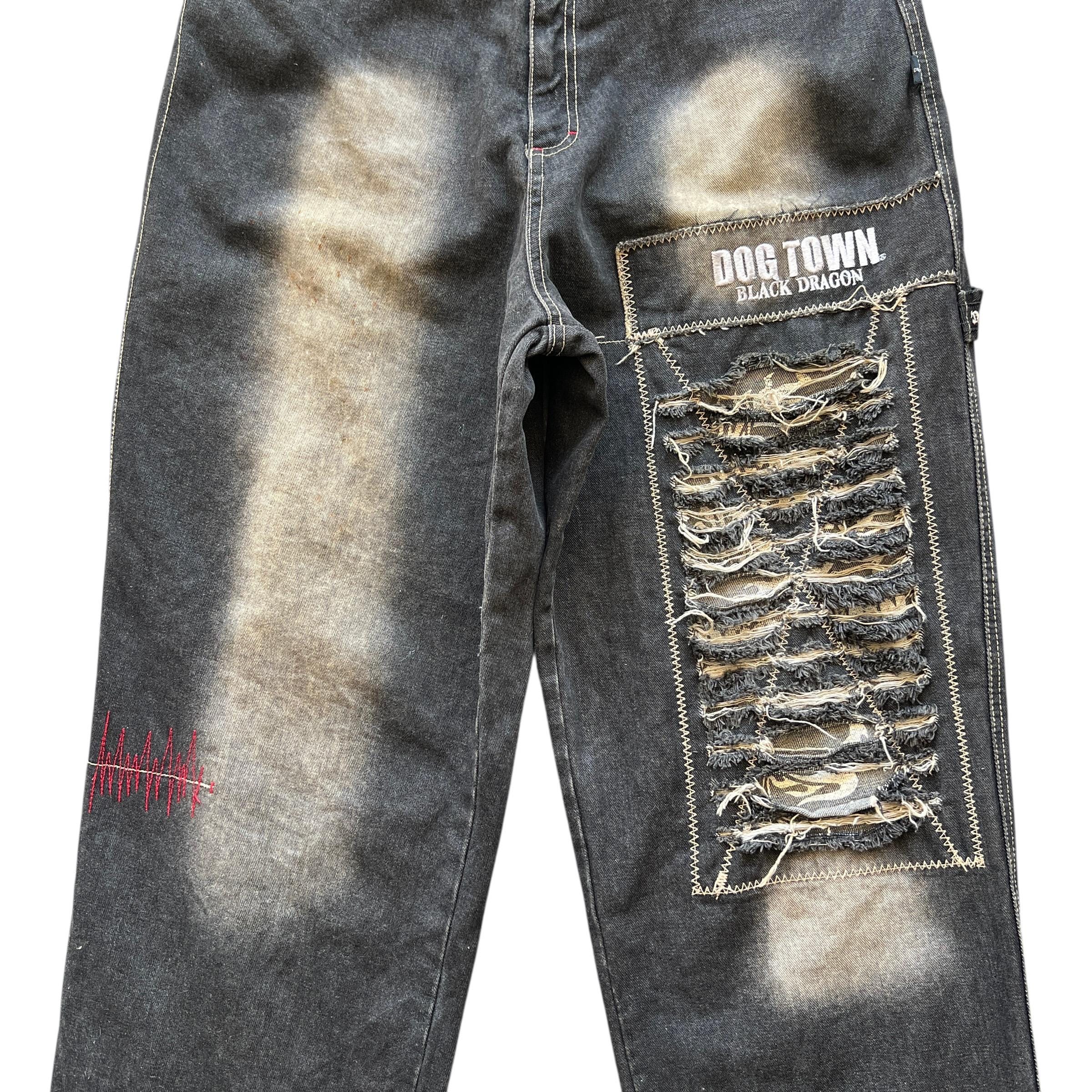 Vintage Dogtown Skateboars Black Dragon Baggy Distressed Denim