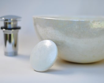 25 cm small, luminous pearl ceramic sink - White Pearl