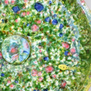 A 40 cm multicolored washbasin with a predominance of green and spectacular crystals - Spring (flat)
