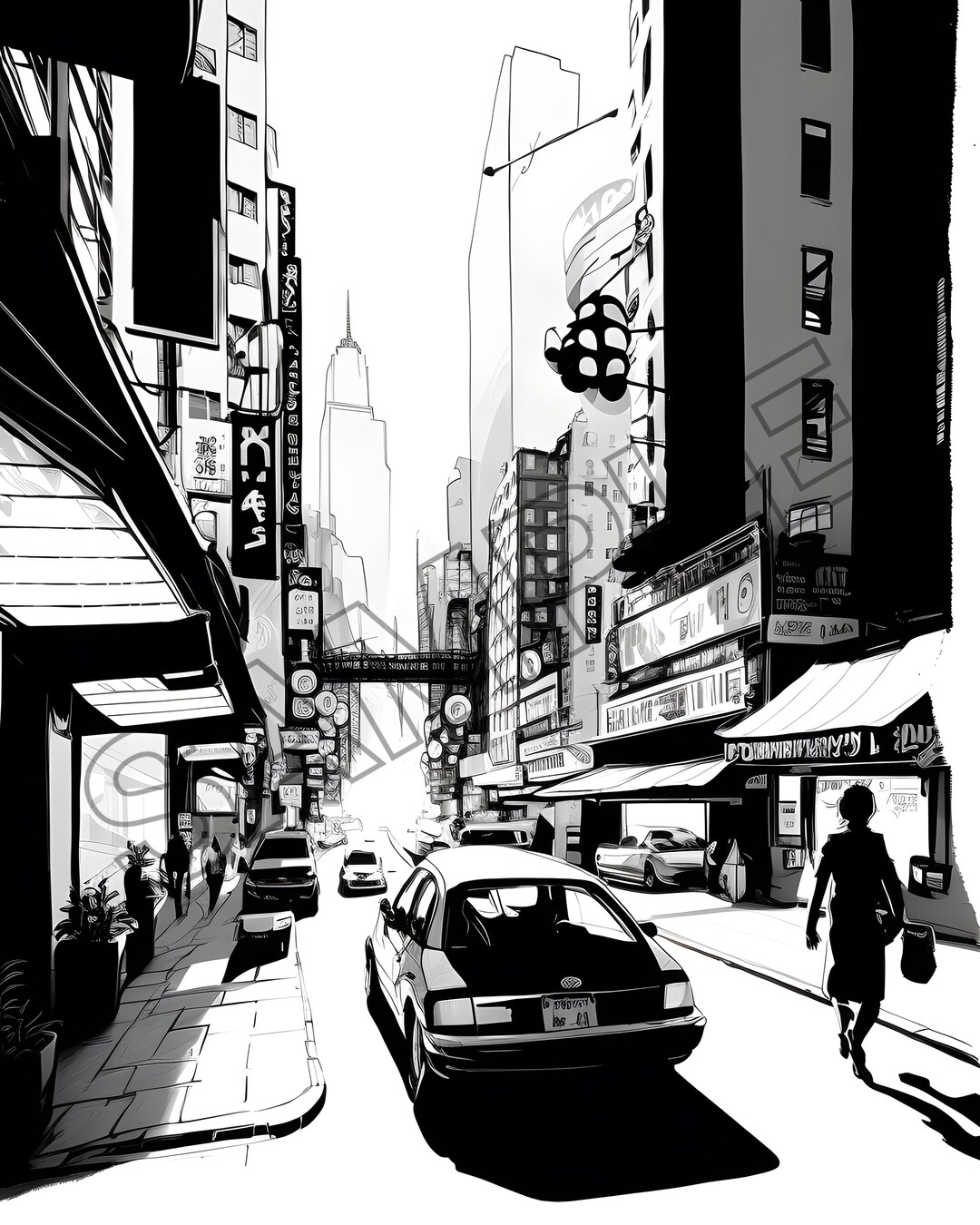 Digital Download Picture Image for Print City Dream Street Black White ...